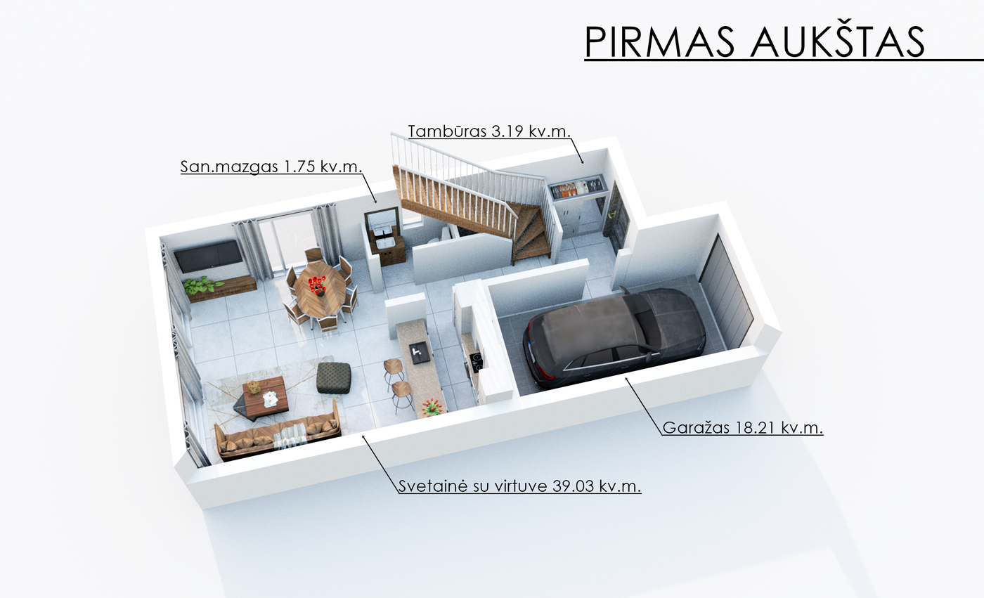 3D - pirmas aukštas