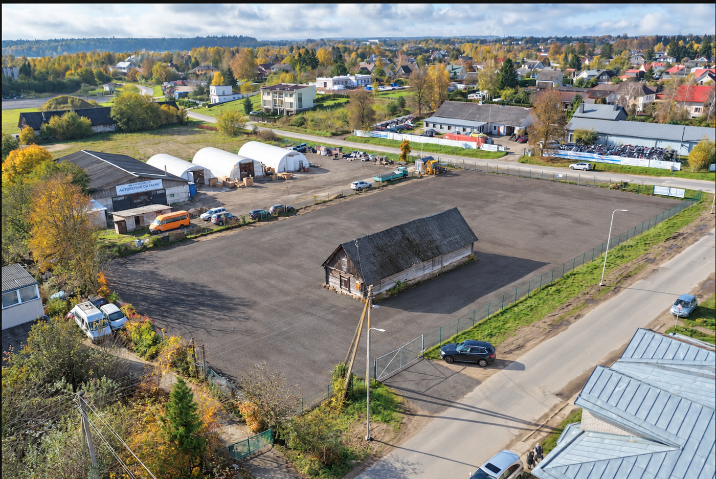 Brightened Aerial Barn and Gravel Lot (1)